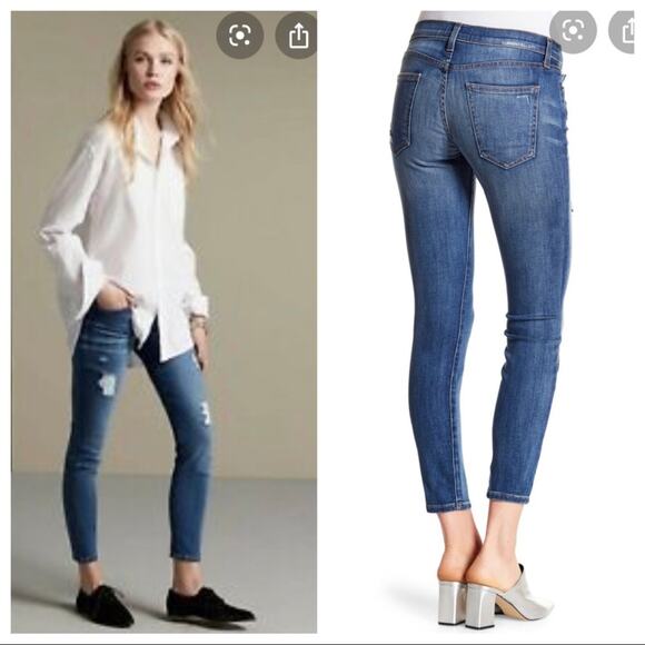 Current/Elliott Stiletto Distressed Skinny Jeans Size 27 Mid Rise Destroy Denim - Picture 3 of 8